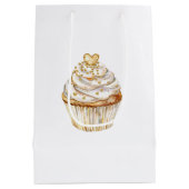 Roze Goud Wit Crème Hart Cupcake Verjaardag Medium Cadeauzakje (Achterkant)