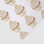 Roze Goud Wit Crème Hart Cupcake Verjaardag Tissuepapier (Detail)