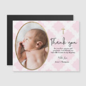 Roze goud wit Doopsel dank u baby foto (Voorkant / Achterkant)