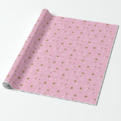 Roze Goud Wit Glitter Polka Dots Kerst Cadeaupapier (Uitgerold)