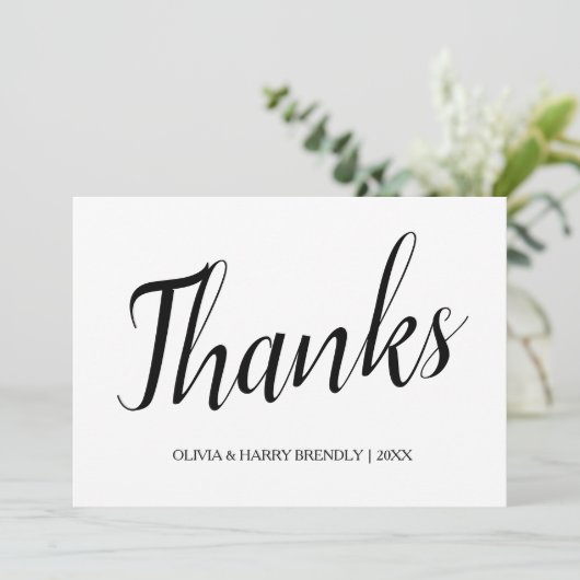 Roze goud | Wit huwelijk Hartelijk dank Bedankkaart (Staand voorkant)