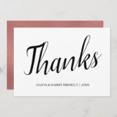 Roze goud | Wit huwelijk Hartelijk dank Bedankkaart (Voorkant / Achterkant)