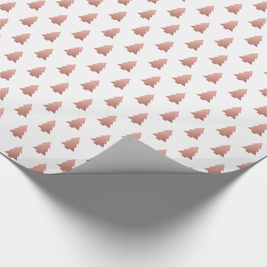 Roze Goud Wit Kerstboompatroon Festief Cadeaupapier (Hoek)