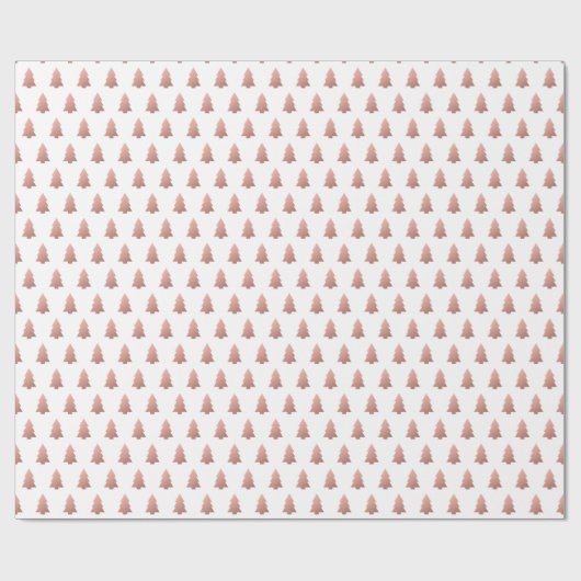 Roze Goud Wit Kerstboompatroon Festief Cadeaupapier (Vlak)