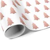 Roze Goud Wit Kerstboompatroon Festief Cadeaupapier (Rol Hoek)
