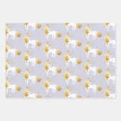 Roze Goud Wit Lavendel Paarse Eenhoorn Inpakpapier Vel (Voorkant 3)
