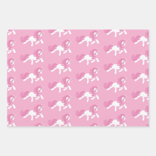 Roze Goud Wit Lavendel Paarse Eenhoorn Inpakpapier Vel (Voorkant 2)
