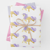 Roze Goud Wit Lavendel Paarse Eenhoorn Inpakpapier Vel (In situ)