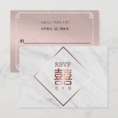 Roze Goud & Wit Marmer Chinees Huwelijk RSVP (Voorkant / Achterkant)