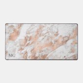 Roze goud & wit marmer met monogram, Vs 2 Bureaumat (Voorkant)
