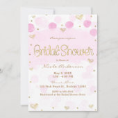 Roze Goud Wit Polka Dots & Hearts Vrijgezellenfees Kaart (Voorkant)