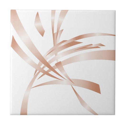 Roze Goud Witte Abstracte Kunst Tegeltje (Voorkant)