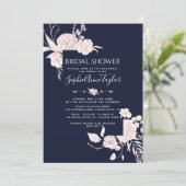 Roze Goud Witte Bloemen Frame Bruiloftsshower Kaart (Staand voorkant)