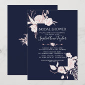 Roze Goud Witte Bloemen Frame Bruiloftsshower Kaart (Voorkant / Achterkant)