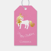 Roze Goud Witte Eenhoorn Cadeaulabel (Voorkant)
