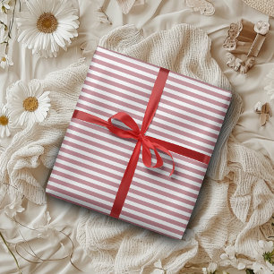 Roze Goud Witte Eenvoudige Horizontale Gestreepte Cadeaupapier