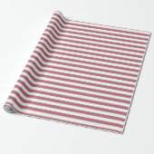 Roze Goud Witte Eenvoudige Horizontale Gestreepte Cadeaupapier (Uitgerold)