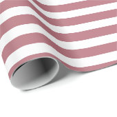 Roze Goud Witte Eenvoudige Horizontale Gestreepte Cadeaupapier (Rol Hoek)