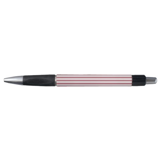 Roze Goud Witte Eenvoudige Horizontale Gestreepte Pen (Voorkant)