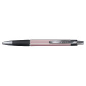 Roze Goud Witte Eenvoudige Horizontale Gestreepte Pen (Achterkant)