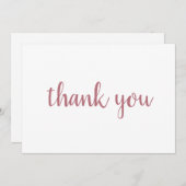 Roze Goud Witte Elegante Moderne Gewone Handgeschr Bedankkaart (Voorkant / Achterkant)