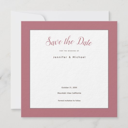 Roze Goud Witte Kleur Professionele Minimalist Save The Date (Voorkant)