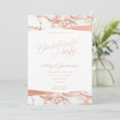 Roze Goud Witte Marmer Aangepaste Batchelorette Kaart (Staand voorkant)