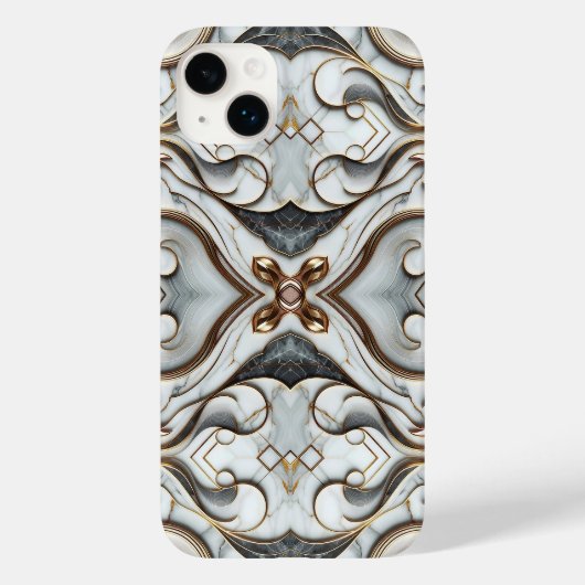 Roze Goud Witte Marmer Luxe Glamour Case-Mate iPhone Case (Achterkant)