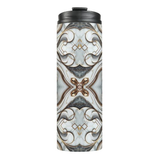 Roze Goud Witte Marmeren Luxe Glam Thermosbeker (Voorkant)