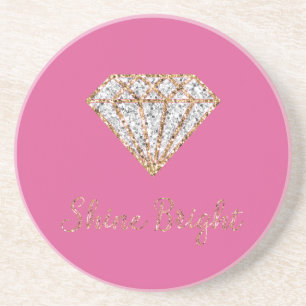Roze Goud Witte Schittering Diamant Zandsteen Onderzetter