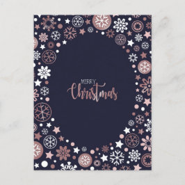 Roze goud witte sneeuwvlokken kerstvakantie feestdagenkaart