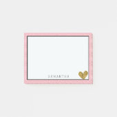 Roze Goud XOXO Gepersonaliseerd Goud Hart Post-it® Notes (Voorkant)