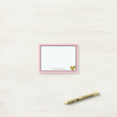 Roze Goud XOXO Gepersonaliseerd Goud Hart Post-it® Notes (Op bureau)
