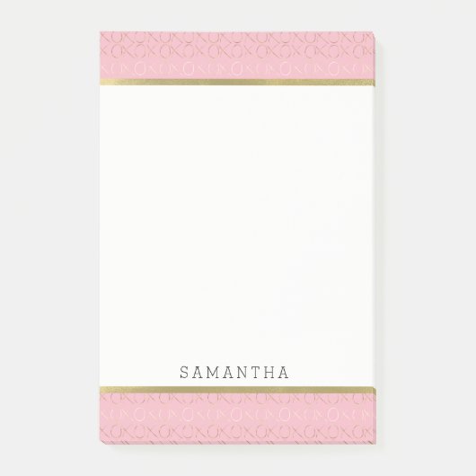 Roze Goud XOXO gepersonaliseerd Post-it® Notes (Voorkant)