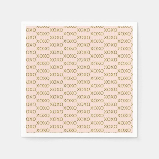 Roze & Goud xoxo Valentijnsfeest Servet (Voorkant)