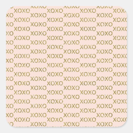 Roze & Goud xoxo Valentijnsfeestje Vierkante Sticker (Voorkant)