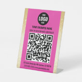 Roze & Goud Zakelijke QR Code voetstuk Reclamebord Met Voetstuk (Voorkant)