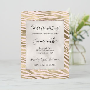Roze Goud Zebra Dierenprint   Kaart