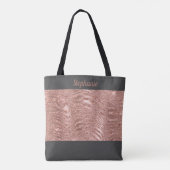 Roze Goud Zebraprint Monogram Grijs Bruidsmeisje Tote Bag (Achterkant)