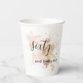 Roze & Goud Zestig & Fabulous 60ste Verjaardagsfee Papieren Bekers (Achterkant)