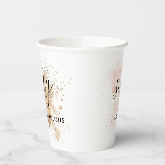 Roze & Goud Zestig & Fabulous 60ste Verjaardagsfee Papieren Bekers (Links)