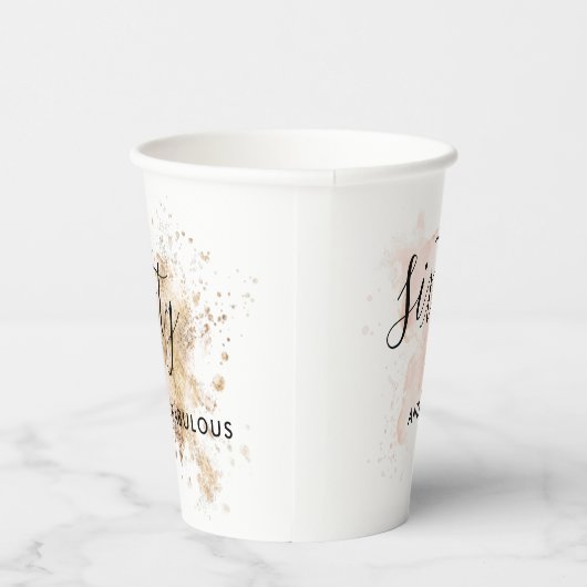 Roze & Goud Zestig & Fabulous 60ste Verjaardagsfee Papieren Bekers (Rechts)