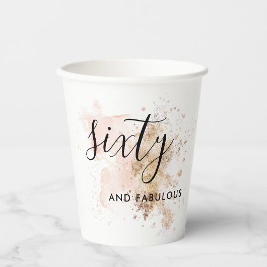 Roze & Goud Zestig & Fabulous 60ste Verjaardagsfee Papieren Bekers (Voorkant)