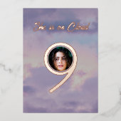 roze goud zij is op wolk 9 foto bruidsmeisje bruil folie uitnodiging (Voorkant)