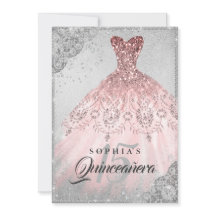 Roze Goud Zilver Diamant Glitter Jurk Quinceanera
