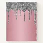 Roze Goud Zilver Glitter Druppels Monogram Schetsb Notitieboek (Achterkant)