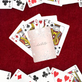 Roze goud zilver glitters stof monogram script pokerkaarten