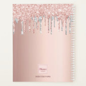 Roze goud zilver glitterspetters monogram planner (Achterkant)