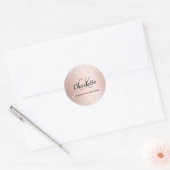 Roze goud zilver monogram naam ronde sticker (Envelop)