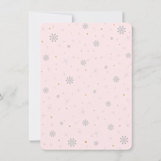 Roze, Goud & Zilver Winter wonderland Dank u Notitiekaartje (Achterkant)